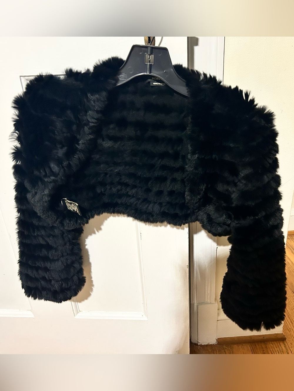 BCBG MaxAzria Black Rabbit Fur Bolero